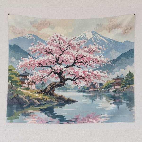 Item preview, Sakura Serenity: Japanese Cherry Blossom Landscape Art designed and sold by wail mohammed.