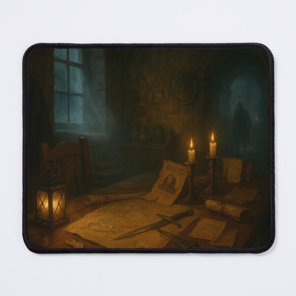Item preview, The Bounty Hunter’s Inn • Candlelit Medieval Tavern Scene with Maps, Relics & Secrets | Fantasy Wall Art for RPG & Gothic Decor designed and sold by fairmaiden7.
