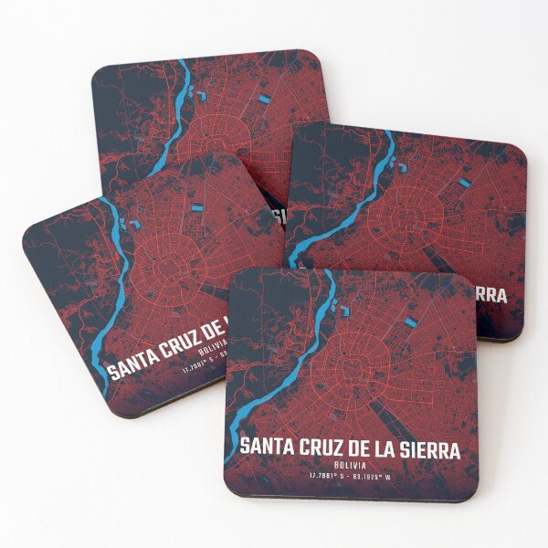 Item preview, Santa Cruz de la Sierra Red & Blue Minimalist Map designed and sold by HomeLivingCo.