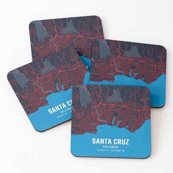 Item preview, Santa Cruz Red & Blue Minimalist Map designed and sold by HomeLivingCo.