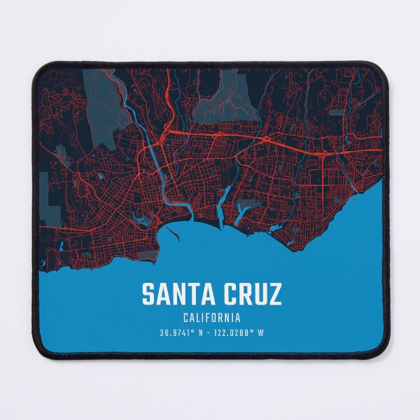 Item preview, Santa Cruz Red & Blue Minimalist Map designed and sold by HomeLivingCo.