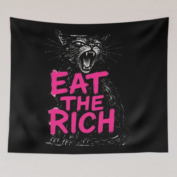 Item preview, Eat The Rich Black Cat designed and sold by oldpussboss.