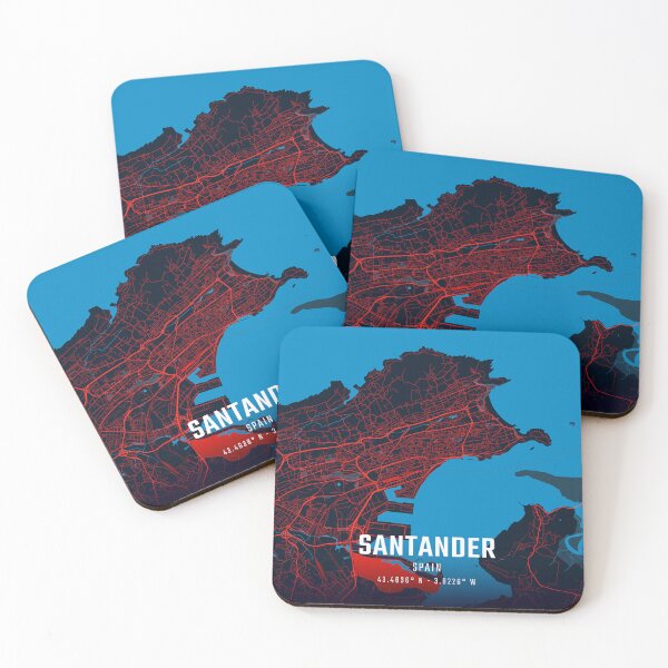 Item preview, Santander Red & Blue Minimalist Map designed and sold by HomeLivingCo.