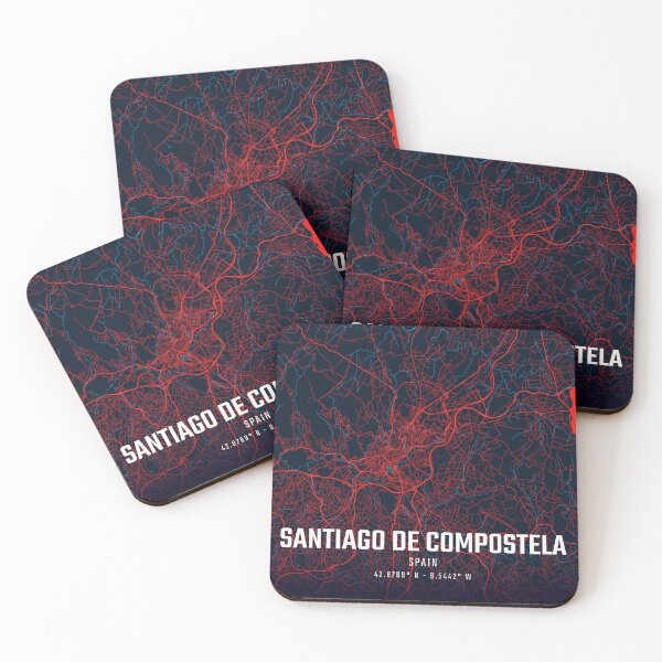 Item preview, Mapa minimalista rojo y azul de Santiago de Compostela designed and sold by HomeLivingCo.