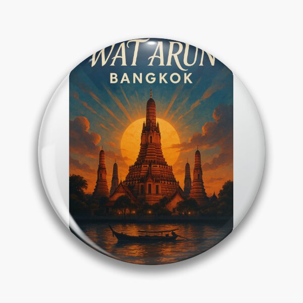 Item preview, Wat Arun Sunset Silhouette, Bangkok Thailand designed and sold by Aryabek.