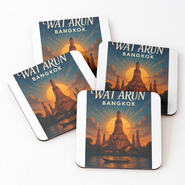 Item preview, Wat Arun Sunset Silhouette, Bangkok Thailand designed and sold by Aryabek.