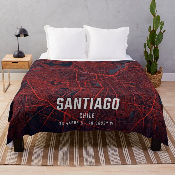 Item preview, Santiago Red & Blue Minimalist Map designed and sold by HomeLivingCo.