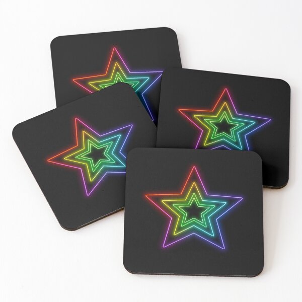 Item preview, Neon Concentric Star – Minimalist Geometric Digital Art with Vibrant Rainbow Glow designed and sold by PixelVibe782.