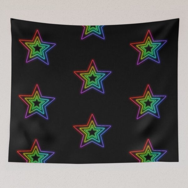 Item preview, Neon Concentric Star – Minimalist Geometric Digital Art with Vibrant Rainbow Glow designed and sold by PixelVibe782.
