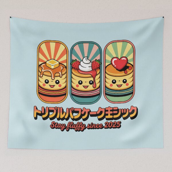 Item preview, Fluffy Pancake Trio under Retro Sunlight designed and sold by SplashTastic.