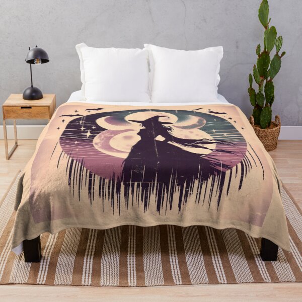 Item preview, Retro Witch Silhouette with Moons and Bats – Spooky Celestial Vibes designed and sold by Lu7u.