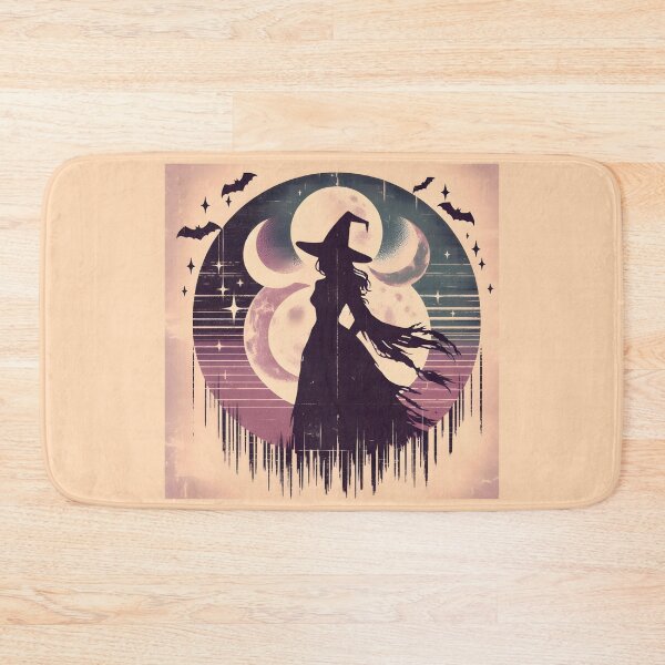 Item preview, Retro Witch Silhouette with Moons and Bats – Spooky Celestial Vibes designed and sold by Lu7u.