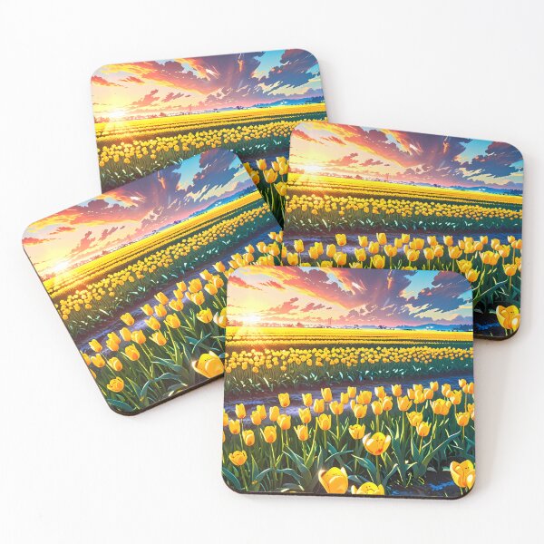 Item preview, Golden Tulip Fields at Sunset designed and sold by HikariMoments.