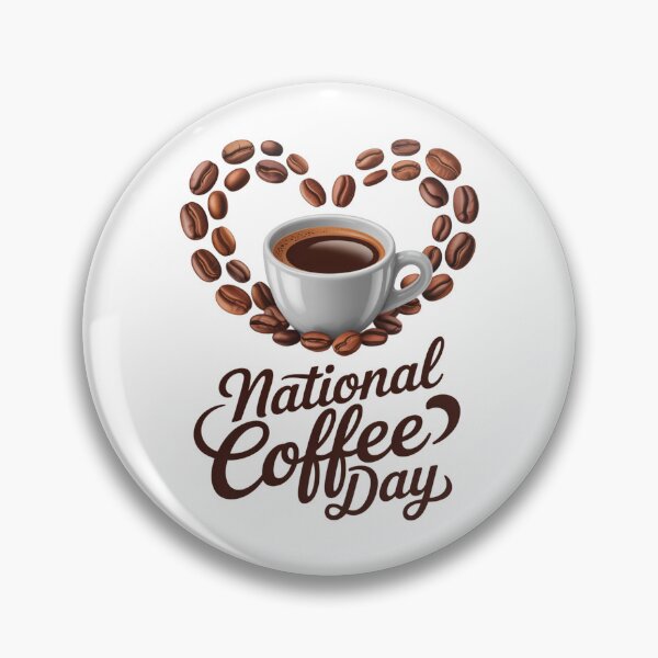 Artikelvorschau, National Coffee Day | Realistic Coffee Cup and Heart Coffee Beans entworfen und verkauft von Inky Atlas.