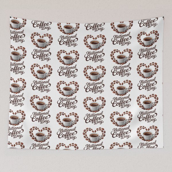 Item preview, National Coffee Day | Realistic Coffee Cup and Heart Coffee Beans designed and sold by Inky Atlas.