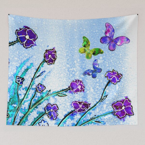 Item preview, The Joy of flowers and Butterflies on Blue designed and sold by Linda Callaghan.