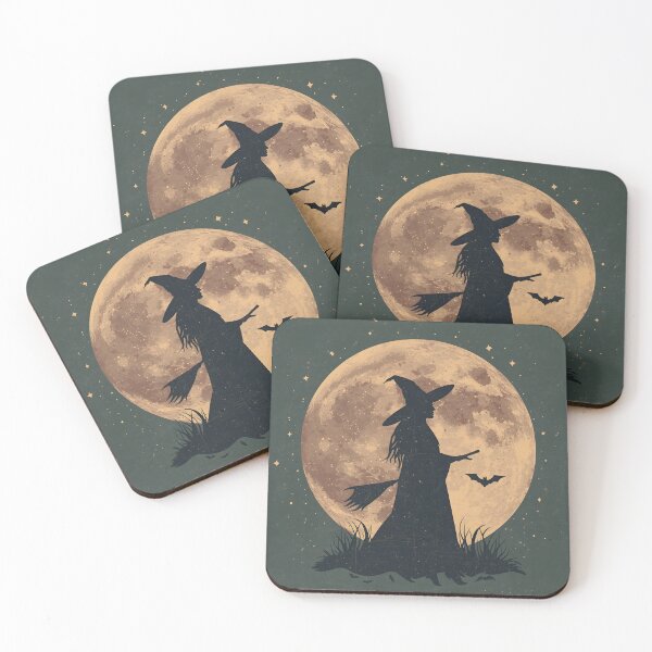 Item preview, Witch Under the Full Moon – Celestial Vintage Halloween Aesthetic designed and sold by Lu7u.