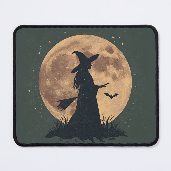 Item preview, Witch Under the Full Moon – Celestial Vintage Halloween Aesthetic designed and sold by Lu7u.