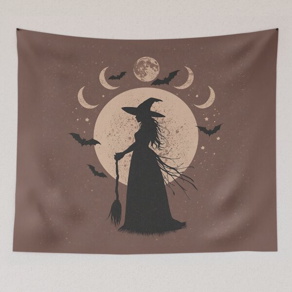 Item preview, Mystic Moon Witch – Enchanting Celestial Night Sky Illustration designed and sold by Lu7u.