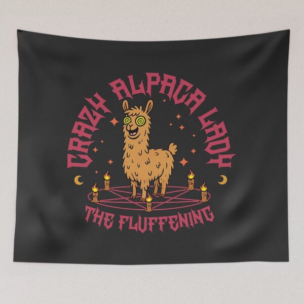 Item preview, Crazy Alpaca Lady – The Fluffening | Dark Humor Cult Alpaca Design designed and sold by chillaxcats.