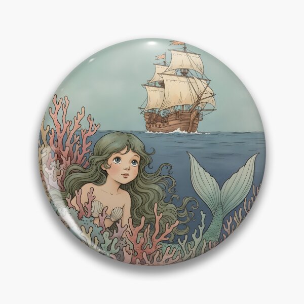 Item preview, Curious Mermaid Storybook Reef & Vintage Sailing Ship designed and sold by amzwag.