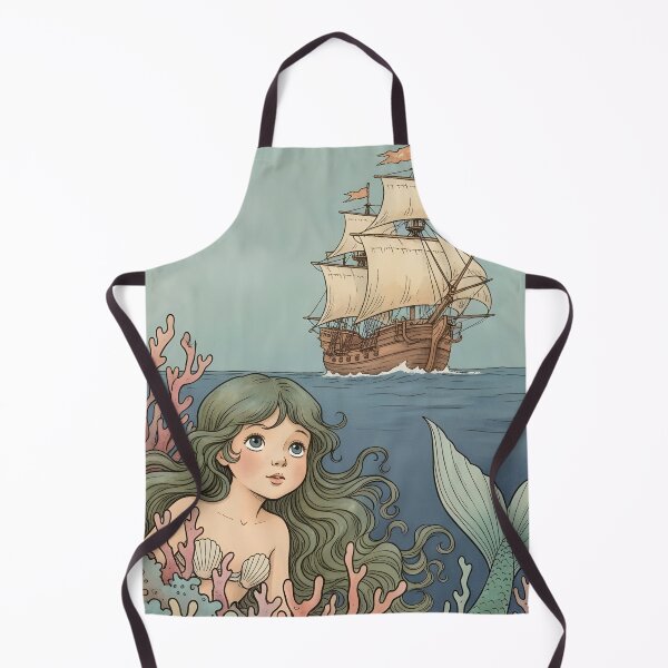 Item preview, Curious Mermaid Storybook Reef & Vintage Sailing Ship designed and sold by amzwag.