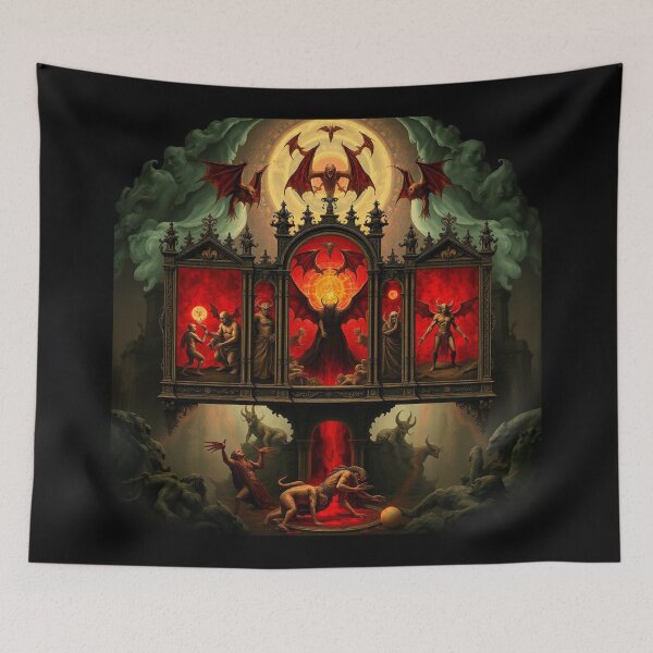 Item preview, Depiction of the layers of Hell fantastical artwork designed and sold by Vintage Designs +.