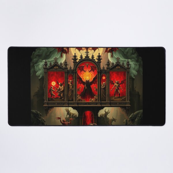 Item preview, Depiction of the layers of Hell fantastical artwork designed and sold by Vintage Designs +.