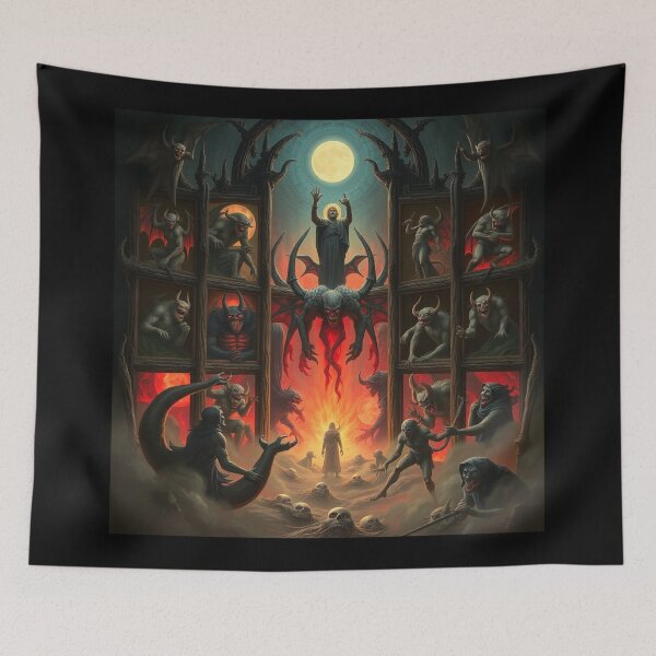 Item preview, Depiction of the layers of Hell fantastical artwork designed and sold by Vintage Designs +.