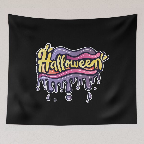 Item preview, Colorful  blue Spooky Halloween Spooky Season Vibes ver 5c Cute Ghost, Witch & Pumpkin Design – Funny Vintage Halloween Art for Fall Fans | Skull, pumpkin & Witchcraft in october 31 designed and sold by mndesignworx.