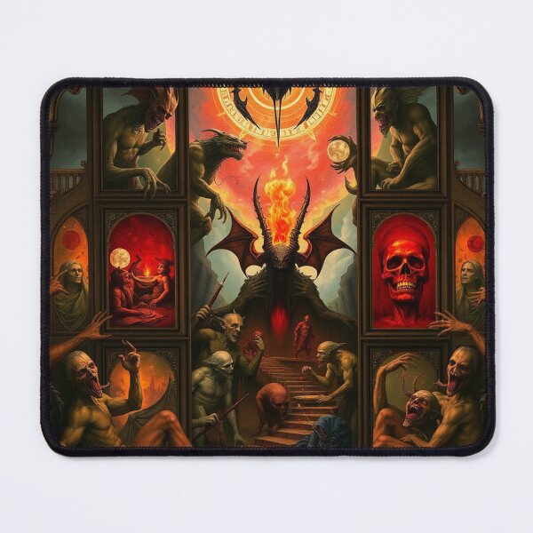 Item preview, Depiction of the layers of Hell fantastical artwork designed and sold by Vintage Designs +.