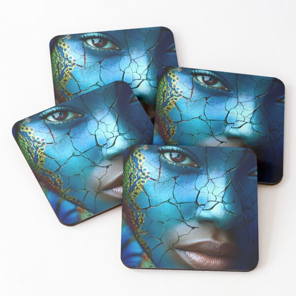 Item preview, Beautiful cracked face art with vibrant blue tones designed and sold by Artessie.