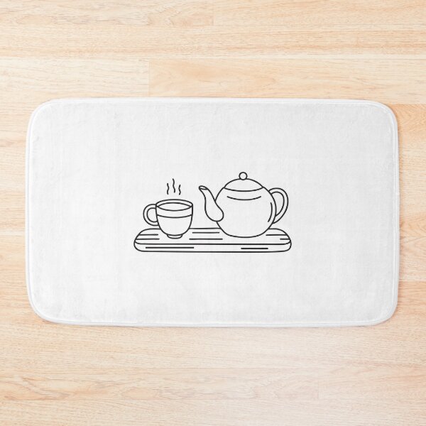 Item preview, A tea cup placed beside a teapot on a wooden tray designed and sold by rasagamastore.