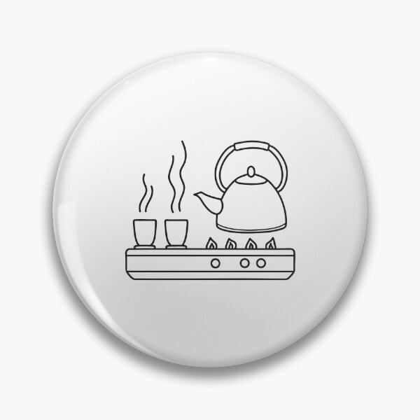 Item preview, A tea kettle boiling beside cups on a stove designed and sold by rasagamastore.