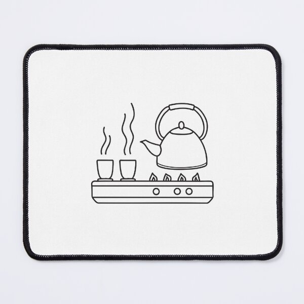 Item preview, A tea kettle boiling beside cups on a stove designed and sold by rasagamastore.