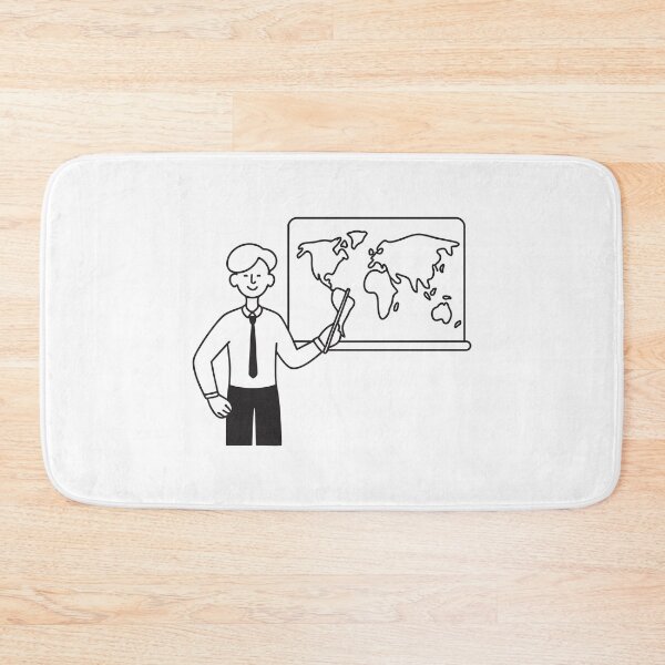 Item preview, A teacher holding a pointer near a world map on the wall designed and sold by rasagamastore.