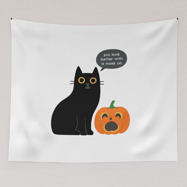Item preview, Humorous Black Cat and Pumpkin Halloween Illustration designed and sold by RuweisVibes.