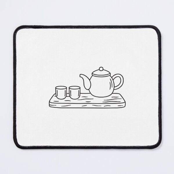 Item preview, A teapot placed beside two teacups on a wooden tray designed and sold by rasagamastore.