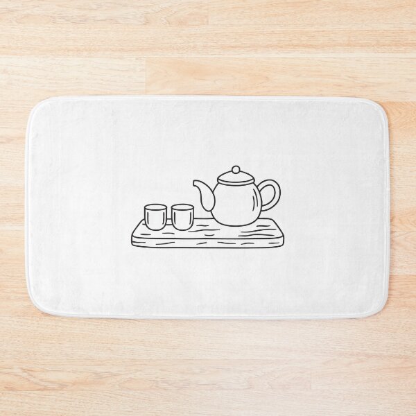 Item preview, A teapot placed beside two teacups on a wooden tray designed and sold by rasagamastore.