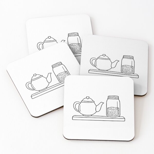 Item preview, A teapot placed near a jar of tea leaves on a shelf designed and sold by rasagamastore.