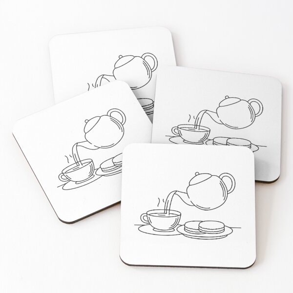 Item preview, A teapot pouring tea into a cup near a plate of biscuits designed and sold by rasagamastore.