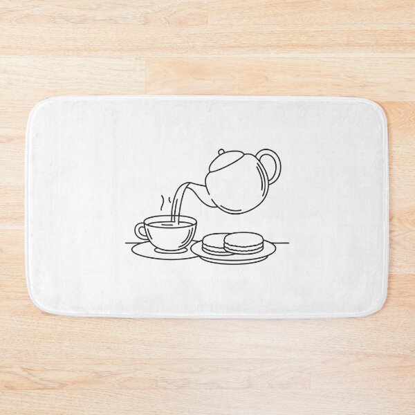 Item preview, A teapot pouring tea into a cup near a plate of biscuits designed and sold by rasagamastore.