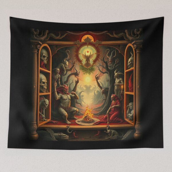 Item preview, Depiction of the layers of Hell fantastical artwork designed and sold by Vintage Designs +.