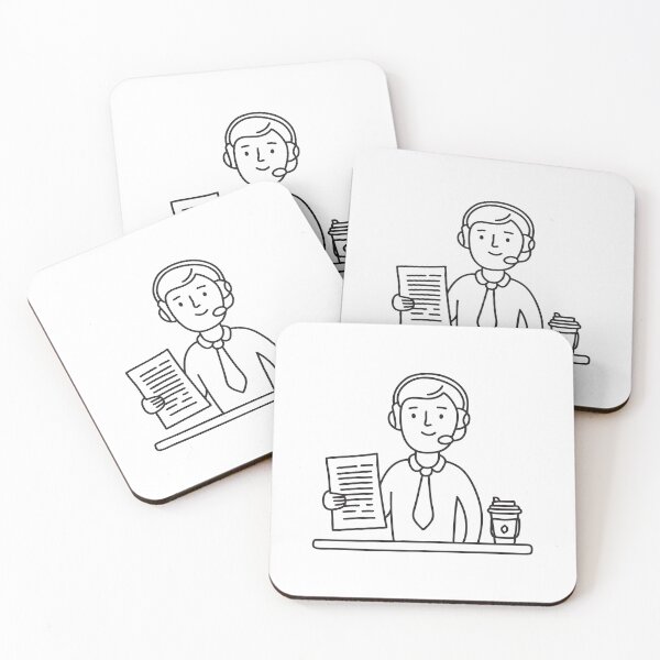 Item preview, A telemarketer holding a script beside a coffee cup designed and sold by rasagamastore.