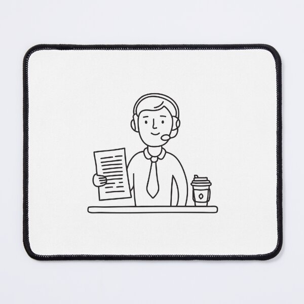 Item preview, A telemarketer holding a script beside a coffee cup designed and sold by rasagamastore.