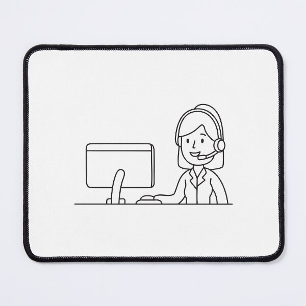 Item preview, A telemarketer wearing a headset beside a computer monitor designed and sold by rasagamastore.