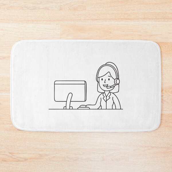 Item preview, A telemarketer wearing a headset beside a computer monitor designed and sold by rasagamastore.