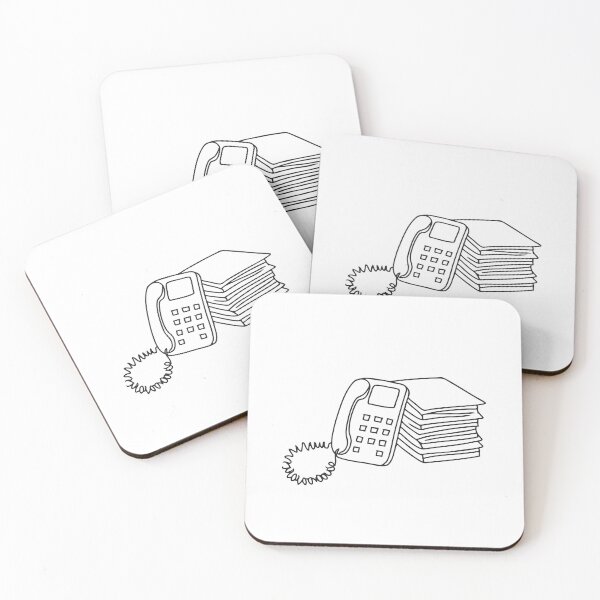 Item preview, A telephone placed beside stacked documents on an office table designed and sold by rasagamastore.