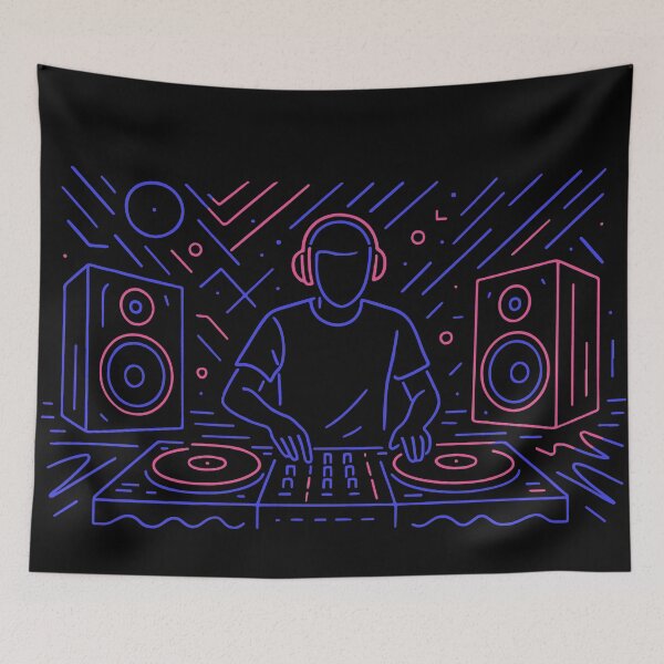Item preview, Neon Techno DJ – Futuristic Line Art Party designed and sold by DKunic.