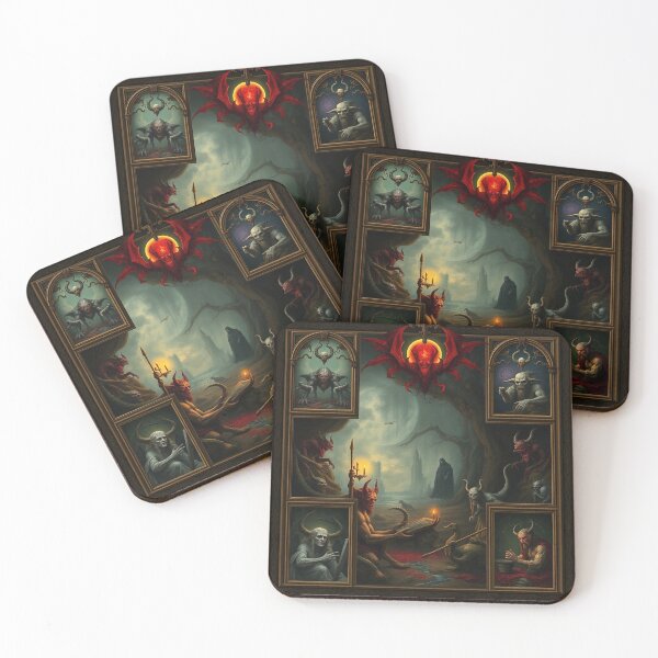 Item preview, Depiction of the layers of Hell fantastical artwork designed and sold by Vintage Designs +.